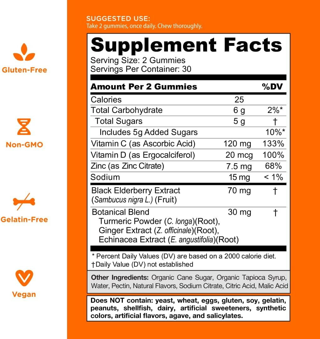 Immune Vitamin Gummy - 60 Count - Elderberry